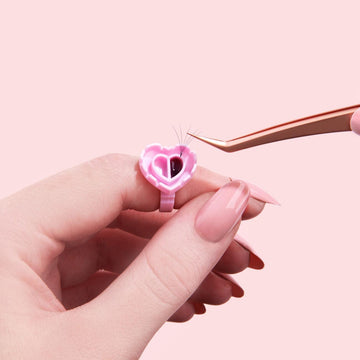 Pink Heart Blossom Glue Ring 20pcs-Giali Lashes